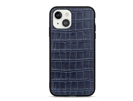Funda TPU + couro genuino pele de cocodrilo Anti-lágrimas azul por iPhone 13 6.1