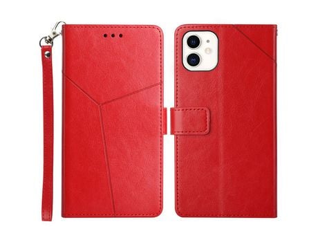 Funda PU patrón de linha en forma de y rojo por iPhone 12 mini 5.4