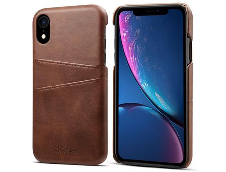 Funda TPU + PU Anti-lágrimas con slots de tarjeta marrón por iPhone XR 6.1