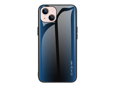 Funda TPU textura de fibra de carbono híbrido azul claro por iPhone 13 mini 5.4