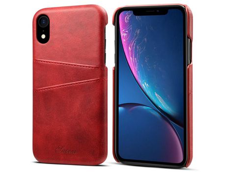 Funda TPU + PU Anti-lágrimas con slots de tarjeta rojo por iPhone XR 6.1