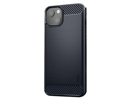 Funda TPU MOFI textura de fibra de carbono anti-impresión digital Anti-lágrimas flexível azul por iPhone 13 6.1