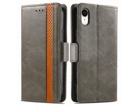 Funda PU CASENEO Anti-lágrimas cinza por iPhone XR 6.1