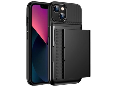 Funda TPU con suporte por tarjeta negro por iPhone 13 6.1