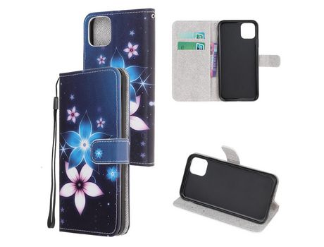 Carcasa PU estilo de impresión cross skin con bandolera flor por Apple iPhone 12 Pro 6.1