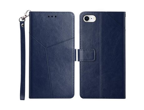 Funda PU patrón de linha en forma de Y a prueba de choques azul por iPhone 7/8/SE (2nd Gen)