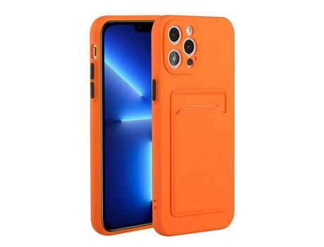 Funda TPU con um único poseedor de tarjeta naranja por iPhone 13 Pro 6.1
