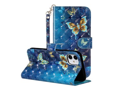 Carcasa PU patrón en relevo de blanqueamiento compunto de luz polilla por Apple iPhone 11 6.1