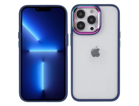 Funda TPU + acrílico multicolorido galvanoplastia con proteccion da lente da câmera azul por iPhone 13 Pro Max 6.7