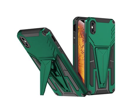 Funda TPU con suporte en forma de V bidirecional vertical y horizontal verde emborrachado por iPhone XS Max 6.5