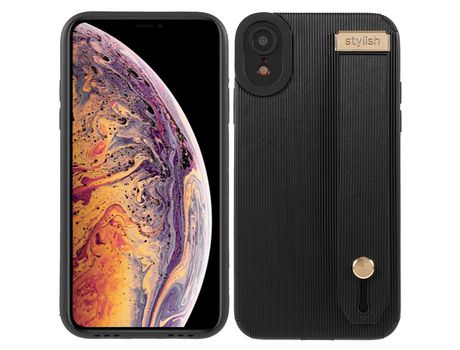 Funda TPU + microfibra e a prueba de choques con suporte de pulso negro por iPhone XR 6.1