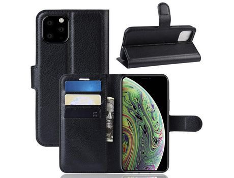 Carcasa PU negro con apoyo por Apple iPhone 5.8 (2019)