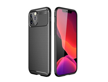Carcasa TPU fibra de carbono à prova de queda na piel negro por Apple iPhone 12 Pro 6.1