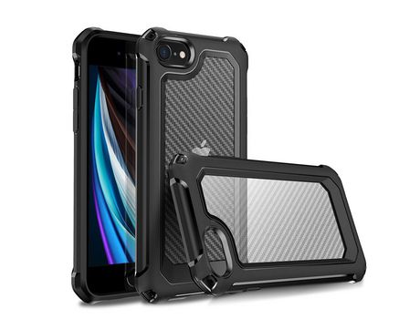Carcasa TPU híbrido de textura de fibra de carbono negro por Apple iPhone 7/8/SE (2nd Gen)