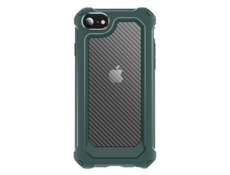 Carcasa TPU híbrido de textura de fibra de carbono verde por Apple iPhone 7/8/SE (2nd Gen)