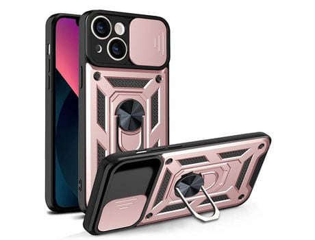 Funda TPU controle deslizante da câmera anti-queda con suporte de ouro rosa por iPhone 13 mini 5.4