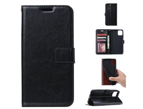 Carcasa PU caballo Enojado con apoyo negro por Apple iPhone 12 Pro/iPhone 12 Max 6.1