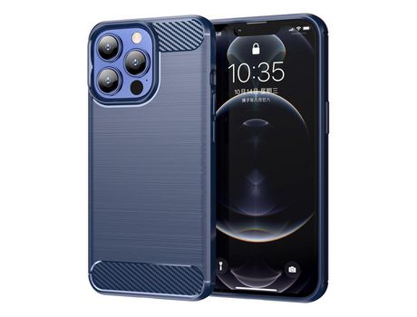 Funda TPU textura de fibra de carbono flexível azul por iPhone 13 Pro 6.1