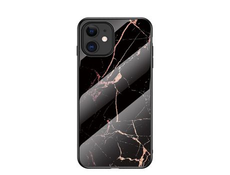 Carcasa TPU textura de mármol híbrido negro/ouro por Apple iPhone 12 5.4