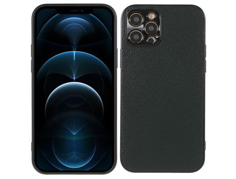Funda de couro genuino a prueba de choques textura de lichi verde escuro por iPhone 12 Pro 6.1