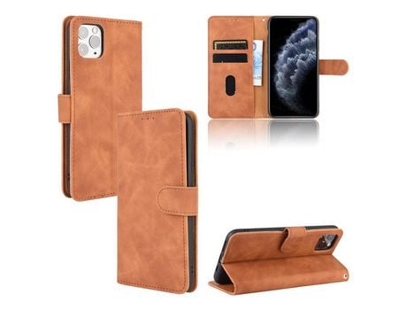 Carcasa PU piel-touch con apoyo marrom por Apple iPhone 12 5.4