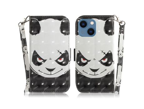 Funda PU + TPU decorazón de pontos claros con suporte Panda por iPhone 13 6.1