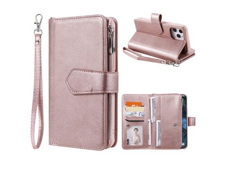 Carcasa PU destacável 2 en 1 con estante ouro rosa por Apple iPhone 12 Pro Max