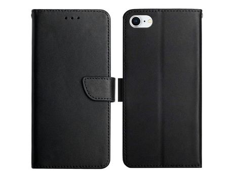 Funda de couro genuino textura de napa negro por iPhone 7/8/SE (2nd Gen)