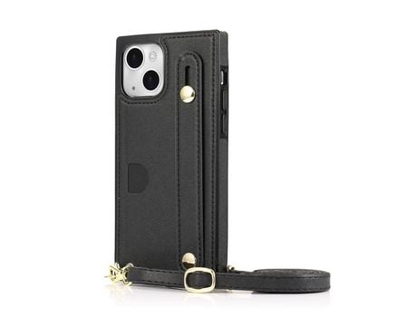 Funda TPU + PU con suporte de pontapé leitores de tarjetas negro por iPhone 13 6.1
