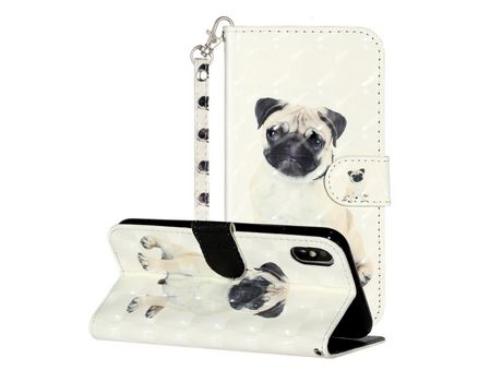 Carcasa PU impresión de normas de blanqueamiento con pontos de luz con apoyo perro por Apple iPhone X/XS 5.8