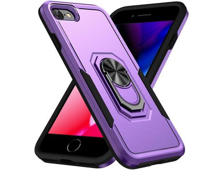 Funda TPU con suporte dobrável púrpura/negro por iPhone SE (2022)/SE (2020)/7/8 4.7