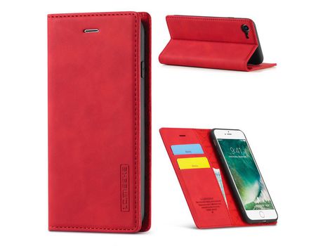Carcasa PU forte estilo de negócios auto-absorbido rojo por Apple iPhone 7/8/SE (2nd Gen)