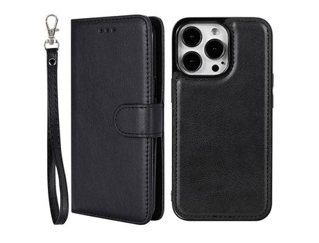 Funda PU + TPU 2 en 1 desmontable con suporte negro por iPhone 13 Pro 6.1
