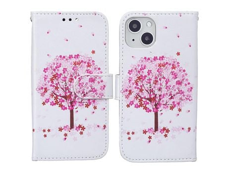 Funda PU + TPU Cerrar magnético a prueba de choques árbol rosa por iPhone 13 mini 5.4