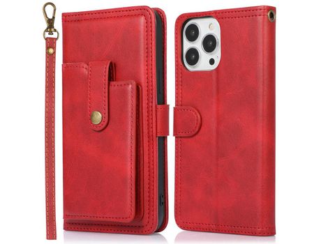 Funda PU Cerrar magnético rojo por iPhone 13 Pro 6.1