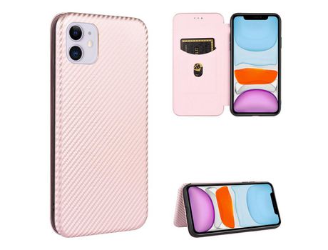 Carcasa PU fibra de carbono absorbido auto- con apoyo ouro rosa por Apple iPhone 12 Max/12 Pro 6.1