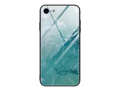 Carcasa TPU híbrido de vidrio de textura de mármol estilo D por Apple iPhone SE (2nd Gen)/8/7