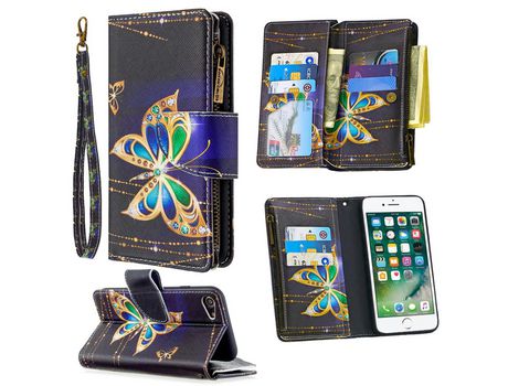 Carcasa PU estante de impresión patrón polilla de cristal por Apple iPhone SE (2nd Gen)/8/7