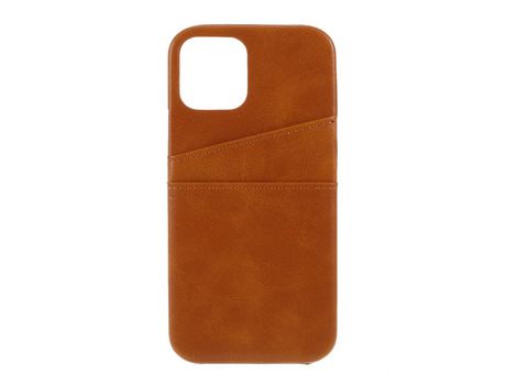 Carcasa TPU + PU con suporte de tarjeta doble castanho claro por Apple iPhone 12 Pro/12 Max 6.1
