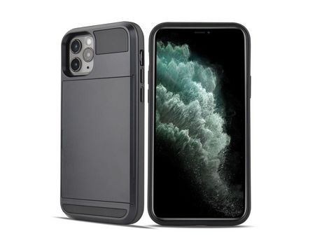 Carcasa TPU deslizamento con suporte por tarjeta negro por Apple iPhone 12 5.4