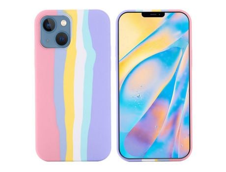 Funda silicone estilo arco-íris trava-quedas rosa por iPhone 13 mini 5.4