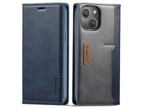Funda PU + TPU LC.IMEEKE laço magnético con suporte de tarjeta azul por iPhone 13 6.1