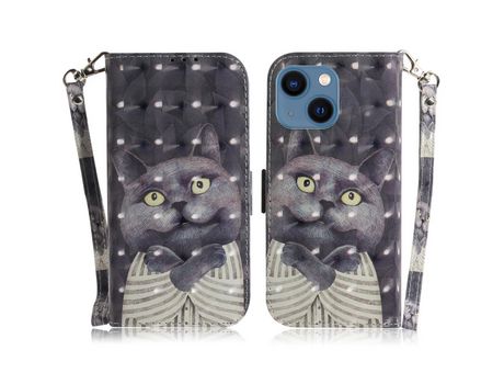 Funda PU + TPU decorazón de pontos claros con suporte por gatos por iPhone 13 6.1