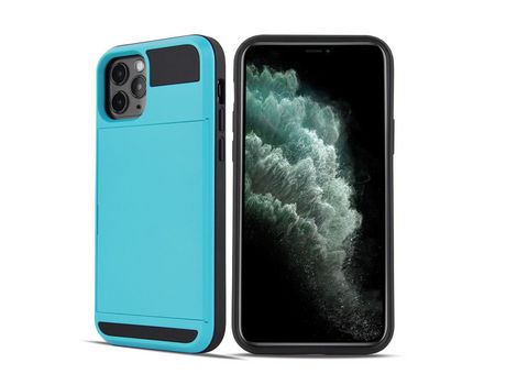 Carcasa TPU deslizar con suporte por tarjeta azul claro por Apple iPhone 12 Pro Max 6.7