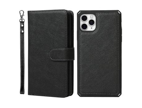 Funda PU + TPU con suporte y porta-tarjetas negro removível por iPhone 11 Pro 5.8