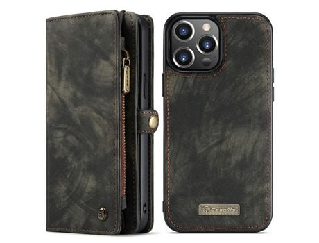 Funda PU CASEME Multifuncional 2 en 1 desmontable a prueba de choques con suporte negro por iPhone 13 Pro Max 6.7