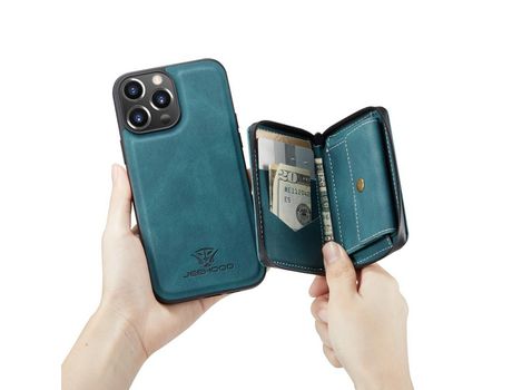 Funda TPU JEEHOOD 2 en 1 magnético desmontable a prueba de choques híbrido con suporte azul por iPhone 13 Pro Max 6.7