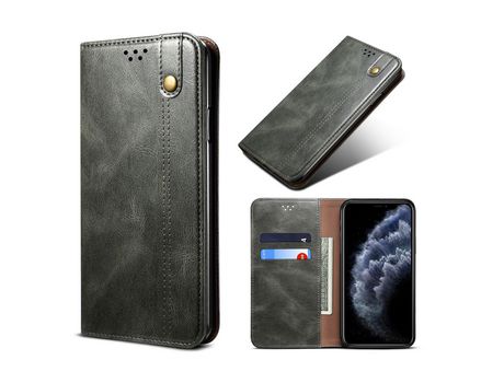 Carcasa PU cera de aceite caballo louco auto-absorbido verde por Apple iPhone 11 Pro 5.8