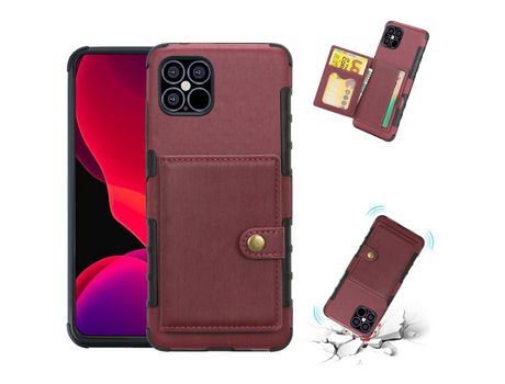 Carcasa TPU + PU escovado vinho rojo por Apple iPhone 12 Pro/12 Max 6.1