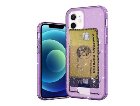 Funda TPU patrón de lantejoulas de brilho púrpura transparente por iPhone 12/12 Pro 6.1